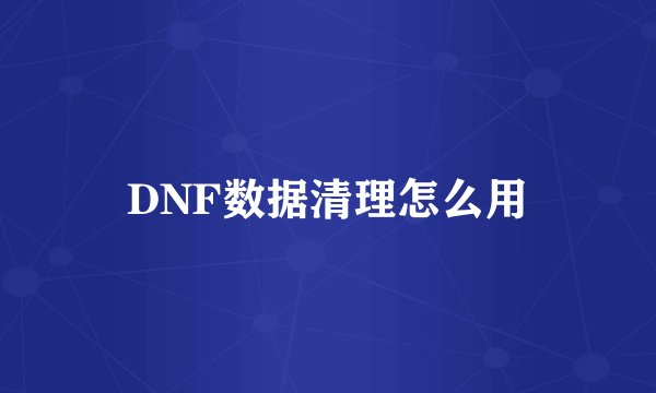 DNF数据清理怎么用