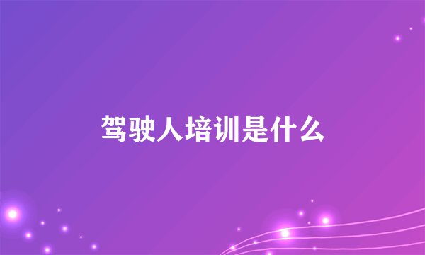 驾驶人培训是什么