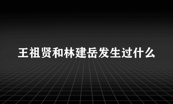 王祖贤和林建岳发生过什么