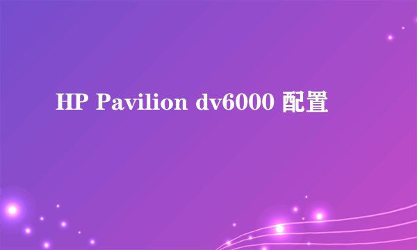 HP Pavilion dv6000 配置