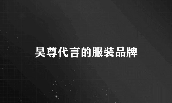 吴尊代言的服装品牌