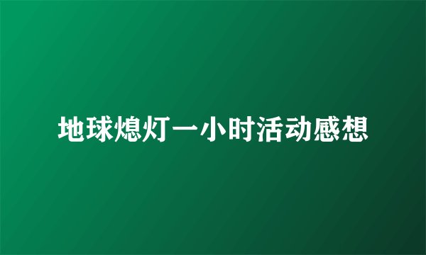 地球熄灯一小时活动感想