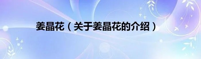 姜晶花（关于姜晶花的介绍）