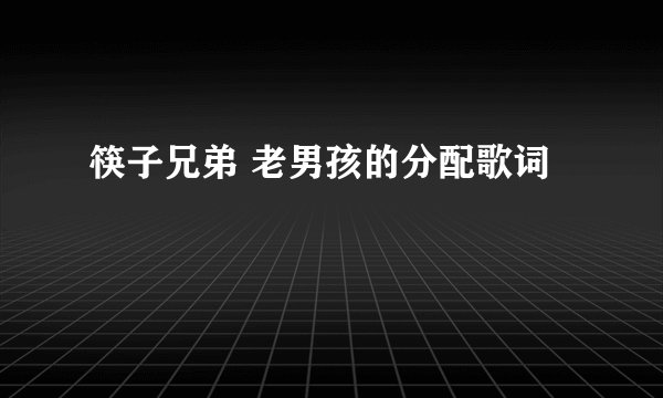 筷子兄弟 老男孩的分配歌词