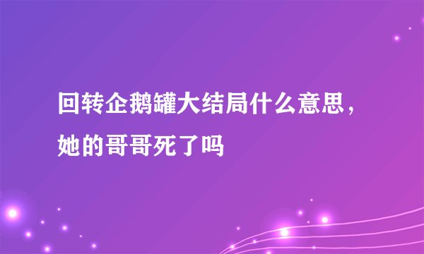 回转企鹅罐大结局什么意思，她的哥哥死了吗