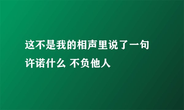 这不是我的相声里说了一句 许诺什么 不负他人