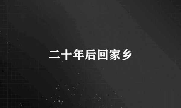 二十年后回家乡