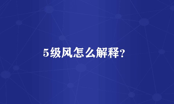 5级风怎么解释？