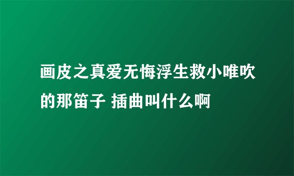 画皮之真爱无悔浮生救小唯吹的那笛子 插曲叫什么啊