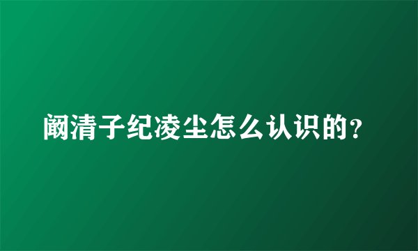 阚清子纪凌尘怎么认识的？