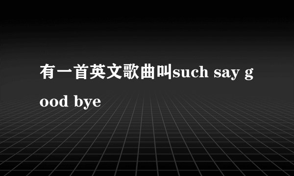 有一首英文歌曲叫such say good bye