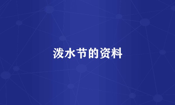 泼水节的资料
