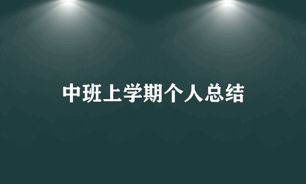 中班上学期个人总结