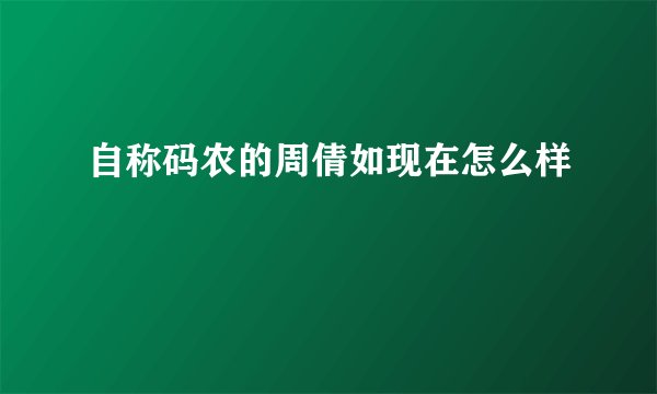 自称码农的周倩如现在怎么样