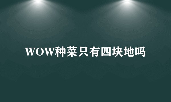 WOW种菜只有四块地吗