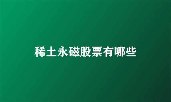 稀土永磁股票有哪些