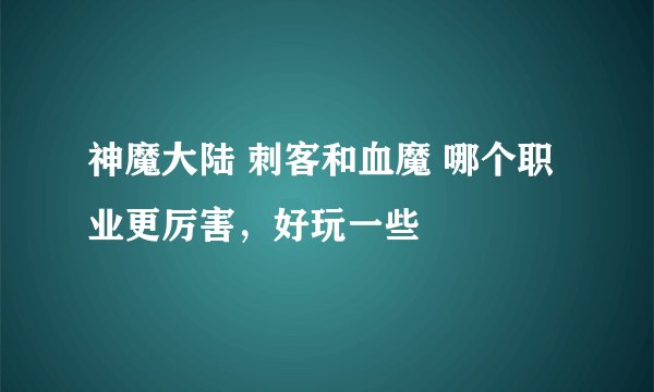 神魔大陆 刺客和血魔 哪个职业更厉害，好玩一些