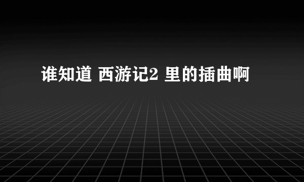 谁知道 西游记2 里的插曲啊