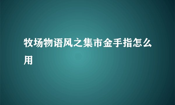 牧场物语风之集市金手指怎么用