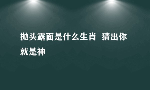 抛头露面是什么生肖  猜出你就是神