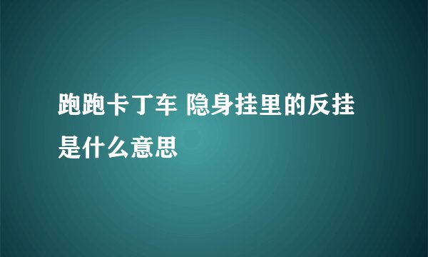 跑跑卡丁车 隐身挂里的反挂是什么意思