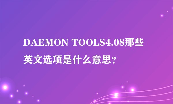 DAEMON TOOLS4.08那些英文选项是什么意思?