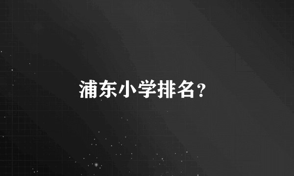 浦东小学排名？