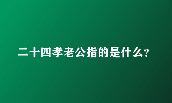二十四孝老公指的是什么？