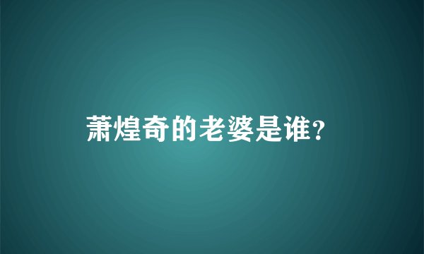 萧煌奇的老婆是谁？