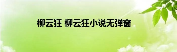 柳云狂 柳云狂小说无弹窗