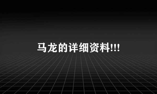 马龙的详细资料!!!