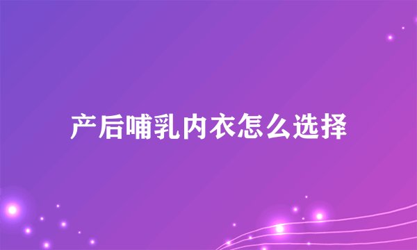 产后哺乳内衣怎么选择