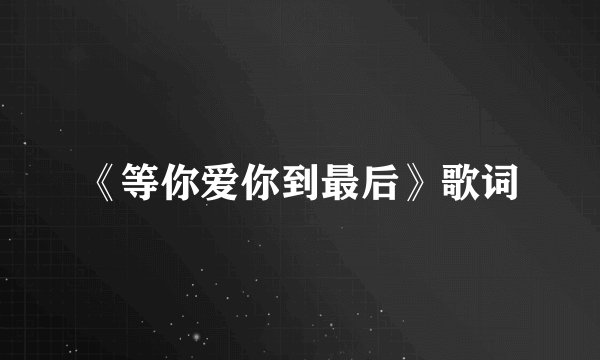 《等你爱你到最后》歌词