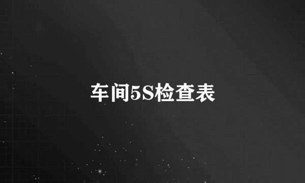 车间5S检查表