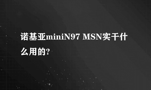 诺基亚miniN97 MSN实干什么用的?