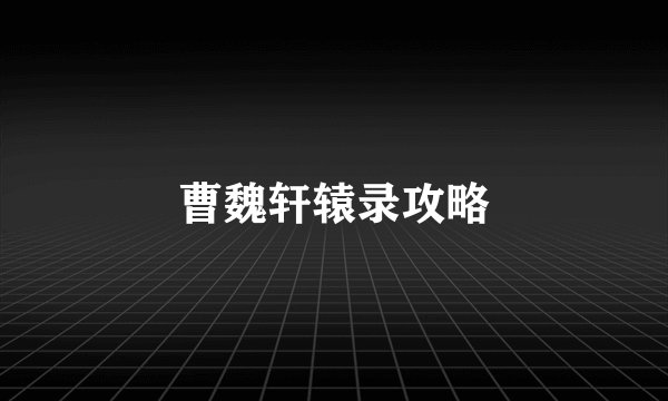 曹魏轩辕录攻略
