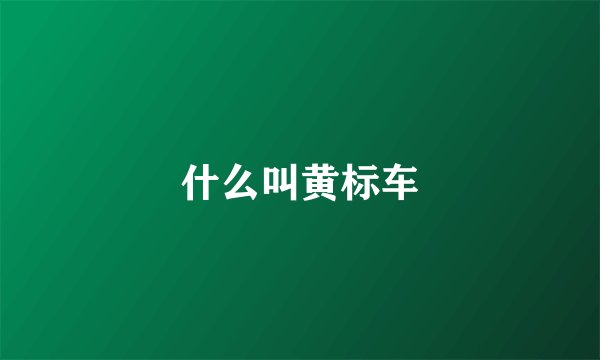 什么叫黄标车