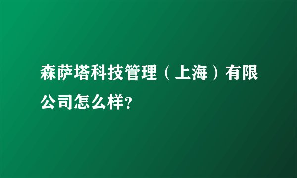 森萨塔科技管理（上海）有限公司怎么样？