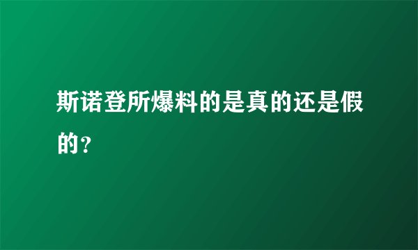 斯诺登所爆料的是真的还是假的？