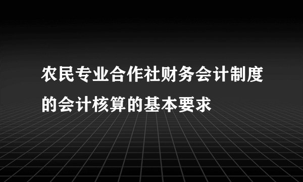 农民专业合作社财务会计制度的会计核算的基本要求