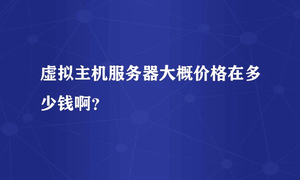 虚拟主机服务器大概价格在多少钱啊？