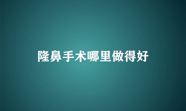 隆鼻手术哪里做得好