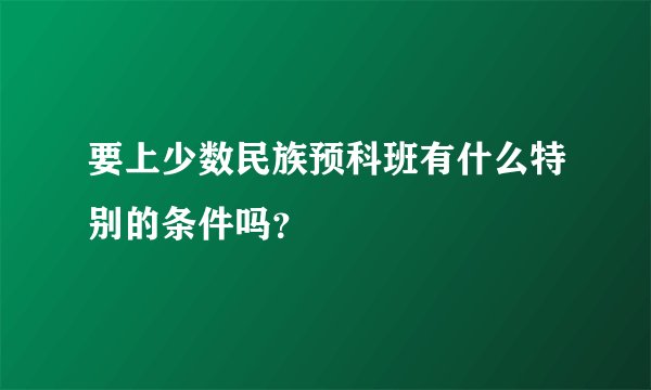 要上少数民族预科班有什么特别的条件吗？