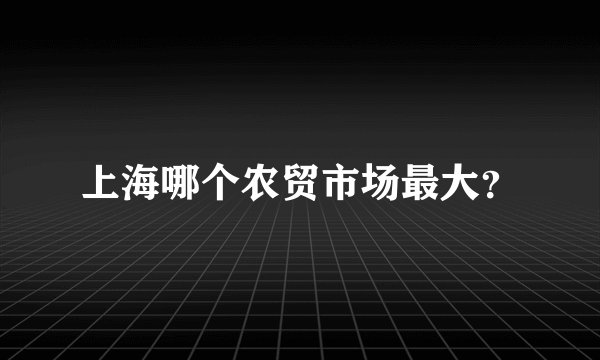 上海哪个农贸市场最大？