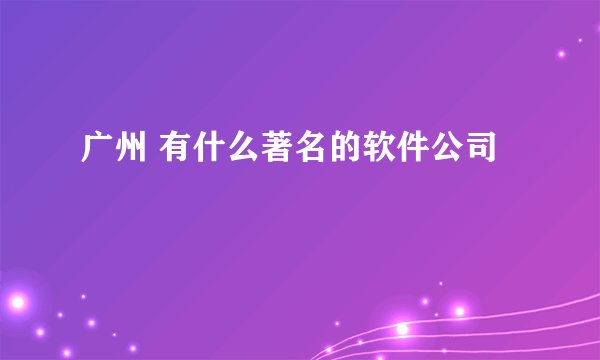 广州 有什么著名的软件公司
