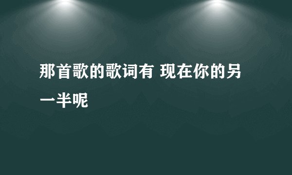 那首歌的歌词有 现在你的另一半呢