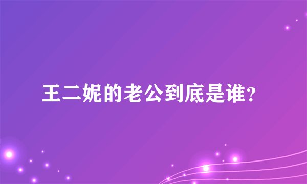 王二妮的老公到底是谁?