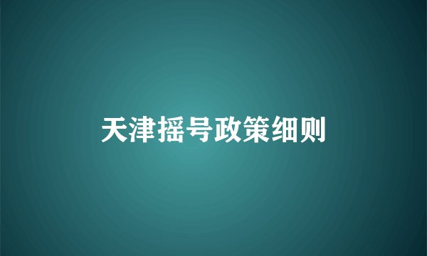 天津摇号政策细则