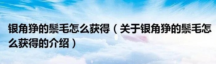 银角狰的鬃毛怎么获得（关于银角狰的鬃毛怎么获得的介绍）