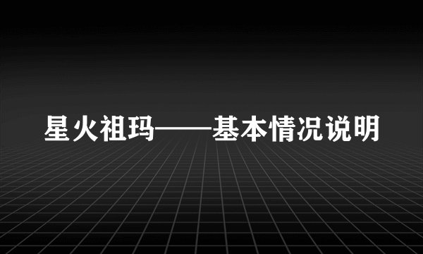 星火祖玛——基本情况说明